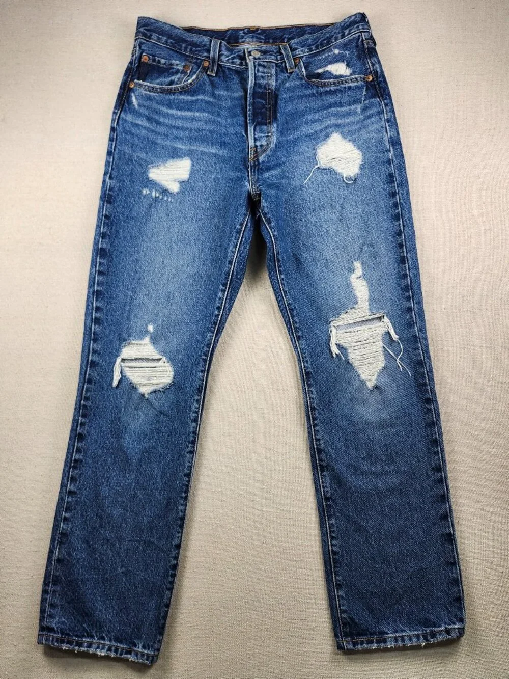 Levi’s 501 Distressed Jeans 31x30 Men’s Blue Straight Leg 2022